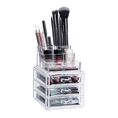 Imagen de Relaxdays Organizador de Maquillaje Estrecha con 3 Cajones, Acrílico, 17 X 12 13.5 Cm