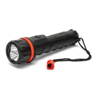 Imagen de Velamp IRUB1LED Linterna de 3 LED en Goma hiperresistente. con Encaje cómodo. Funciona 2 Pilas AA (no Incluidas). Súper Brillante, Resistente al Agua y a los Golpes, Negro