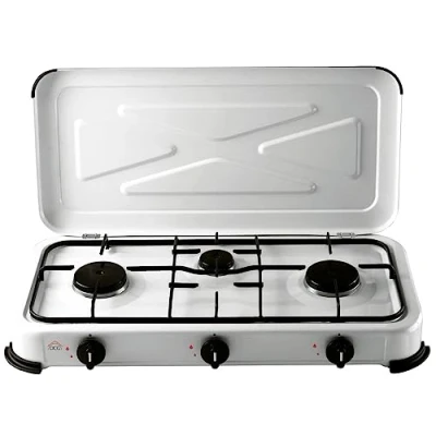 Imagen de DCG EKP2423 Cocina de gas 3 fuegos. Tapa antipolvo. Encendido manual. Funcionamiento con GLP. Dimensiones 59x29x9,5cm