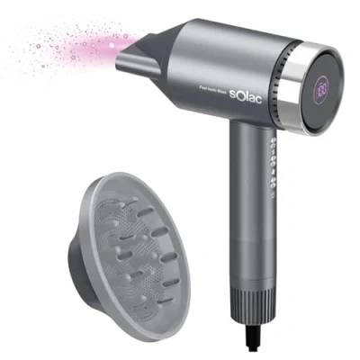 Imagen de Solac Secador de Pelo Digital Fast Ionic Blast 1600W 3 Velocidades 4 Temperaturas Función Iónica Antiencrespamiento Ligero y Compacto Accesorios Motor Brushless