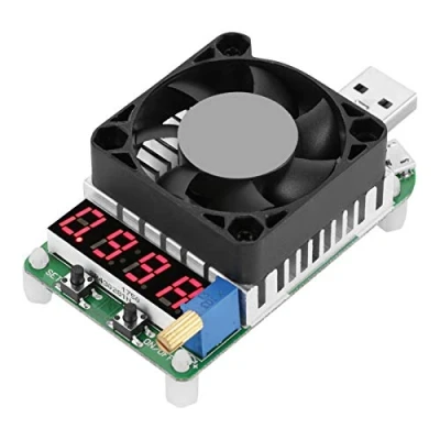 Imagen de Akozon Probador de Medidor potencia USB, LD35 Carga electrónica USB Pantalla digital Prueba batería Resistor ajustable corriente con Ventilador enfriamiento