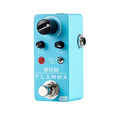 Imagen de FLAMMA FC02 Mini pedal de reverberación digital para guitarra con 3 efectos reverberación, placa iglesia Studio True Bypass