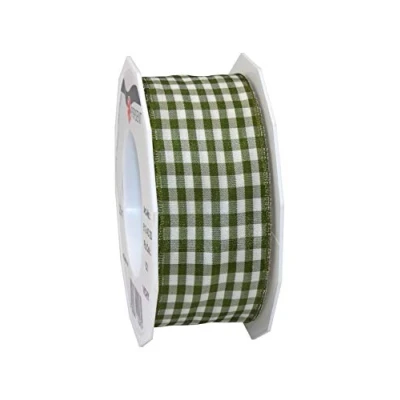 Imagen de PRÄSENT Cinta con Borde de Alambre, Poliéster, Oliva/Créme, 20 m Rolle 40 mm