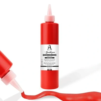 Imagen de Tinte para tela de 500 ml. Pintura textil resistente al lavado. Color camiseta tejidos claros. Lavable a máquina, textil, fijación mediante planchado (rojo)