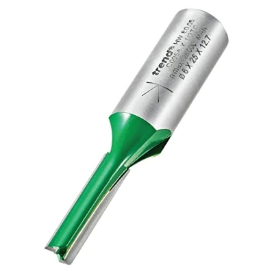 Imagen de Trend CraftPro Broca de corte recto dos flautas, vástago 1/2 pulgada, diámetro 6 mm y longitud 25 mm, punta carburo tungsteno, C005AX1/2TC