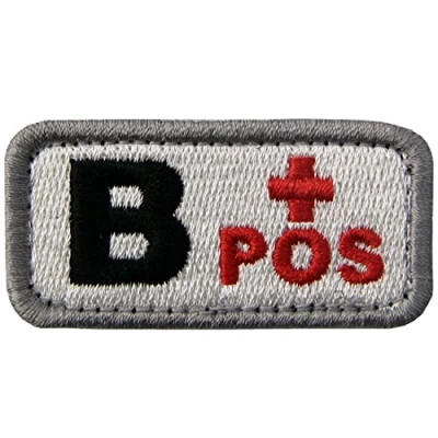 Imagen de Táctico Tipo B positivo de sangre emblema Broche Bordado Gancho y Parche bucle cierre, Negro rojo