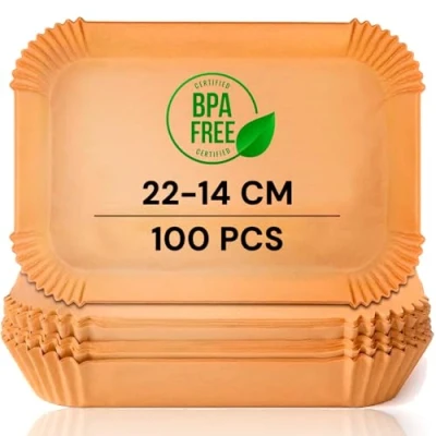 Imagen de edihome, Papel Freidora Aire, Air Fryer, 100 Unidades, 22x14 cm Rectangular, BPA Free, Desechable, para Horno, Accesorios