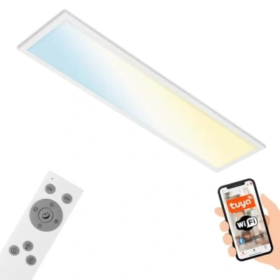 Imagen de BRILONER Leuchten lámpara de techo LED inteligente, funciona con Amazon Alexa, Wifi Ultra Plana, CCT, regulable, control por voz, blanco, 7385 016, 100 x 25 cm