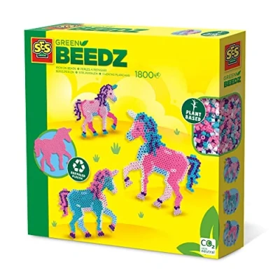 Imagen de SES Creative Green Beedz Kit de perlas para planchar unicornio, 06406