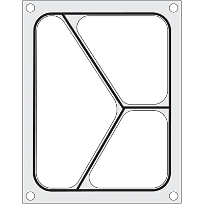 Imagen de HENDI Matriz, marco, molde, de sellado, 330005 Termoselladora bandejas, junta silicona negra, adecuado para envase 3 secciones 227x178 mm, aluminio pulido