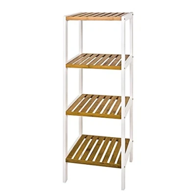 Imagen de HAKU Möbel Estante natural, blanco, Bambú, MDF Dim.: AN 35 cm x AL 112 P 33 cm, Estilo: Escandinavo