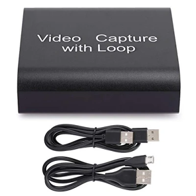 Imagen de KIKYO Tarjeta de Captura, Captura Video USB3.0 con Salida Bucle, HDMI 4K Ultra HD Apta para Consola Juegos PS4 / PS3 Xbox One Live Streaming(Negro)