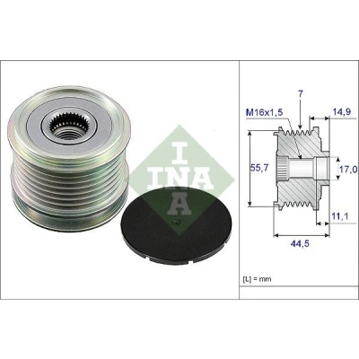 Imagen de INA 535 0042 10 Rueda Libre Alternador 44,5 se requiere herramiente especial para montaje MERCEDES BENZ: Clase C Berlina, CLK Coupé, Vito Mixto