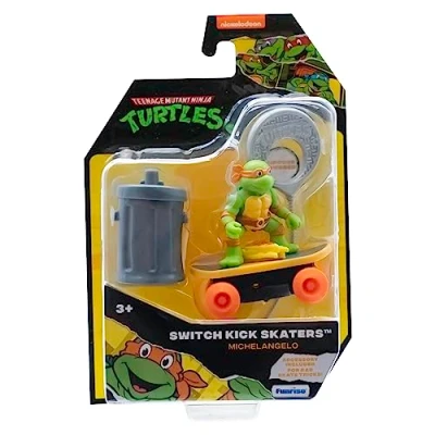 Imagen de TMNT Tortugas Ninja Adolescente Mutante Tortuga Michelangelo Switch Kick Skaters Figura de Skater 7 cm, Edición clásica Juguetes y Regalos para Niños 3+