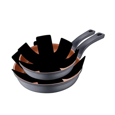 Imagen de SAN IGNACIO Bronze Juego de Sartenes Set 2 Piezas 20 y 28 cm Diámetro Protectores Fabricadas con Aluminio Fundido Antiadherentes Aptas para Todo Tipo Cocinas