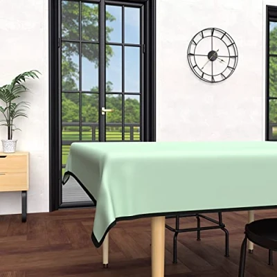 Imagen de Soleil d&#039;ocre Mantel Boheme Antimanchas de Microfibra Lavada, Rectangular, Verde (Agua), 140 x 240 cm