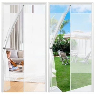Imagen de Sekey Mosquitera de privacidad Cortina Puerta Antimosquitos Magnetica, 90x210 cm, Blanco