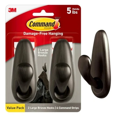 Imagen de Command Forever Classic ganchos de pared grandes metal para colgar sin daños con tiras adhesivas, herramientas, decoraciones en espacios vitales, 2 y 4