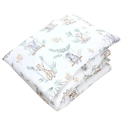 Imagen de TupTam Juego de Edredón Infantil con Dibujos para Toda la Temporada Nórdica Almohada Plana 2pcs., Safari en el Columpio, 135x100 cm