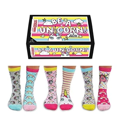 Imagen de United Oddsocks De La Marca Caja Regalo 6 x Calcetines Unicornio Desparejados Para Mujer EU 37 42 Be A Unicorn