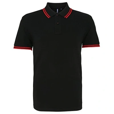 Imagen de Asquith &amp; Fox and Men&#039;s Classic Fit Tipped Polo, Multicolor (Black/Red 000), Large para Hombre