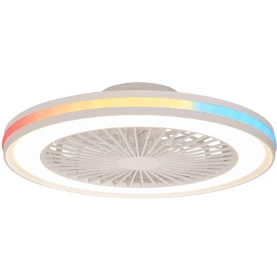 Imagen de Ventilador de techo LED 60W GAMER 55.6x14.2cm Blanco con Mando a distancia Luces RGB
