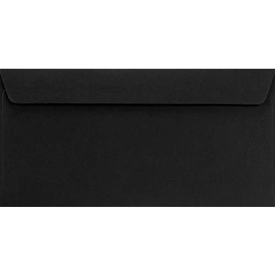 Imagen de Netuno 25x sobres largos negros DIN DL 110x220mm 120g Burano Nero autoadhesivos solapa recta sin ventana para boda invitaciones tarjetas certificados documentos dinero contratos diplomas empresa menu