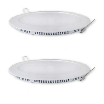 Imagen de CABLEPELADO Pack 2 Downlight LED 18W redondo extraplano para empotrar Aro blanco aluminio Medida 225mm Luz Fría 6000 k 1700 Lumens unidades Clase a+