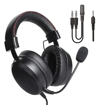 Imagen de DR1TECH Blackjack+ Auriculares Cascos Gaming con Cable y Micrófono para PS5 Consola [Audio 3D], PS4, Xbox Smartphone Auricolares Over Ear Driver 40mm (INMERSIÓN Total)