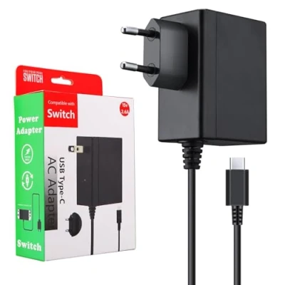 Imagen de ECHTPower Cargador para Nintendo Switch, Adaptador de Corriente Carga Rápida USB Tipo C, Compatible con Modo TV/Switch Lite/Otros Dispositivos C (1,5M)
