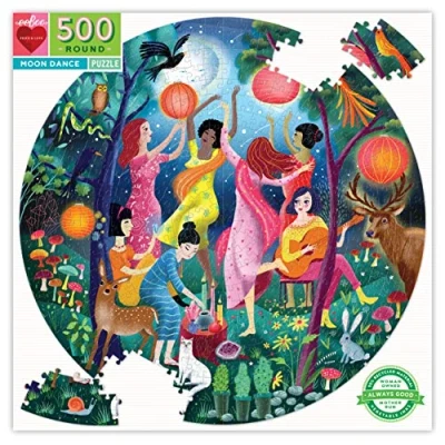 Imagen de eeBoo Puzzle Rond 500 pièces Moon Dance Redondo de cartón Reciclado para adultos 58,5 cm diámetro, Multicolor (0689196510434)