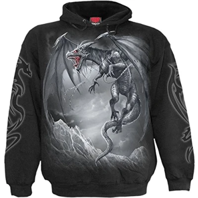 Imagen de Spiral Dragon&#039;S Cry Hombre Sudadera con Capucha Negro M 100% algodón Regular