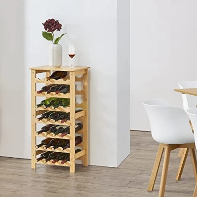 Imagen de [en.casa] Estantería de Vino Material Ecológico Botellero 7 Niveles para 28 Botellas Coleccionistas Bambú 94 x 47 29 Natural