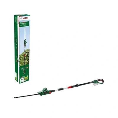 Imagen de Bosch Home and Garden Tijeras cortasetos telescópicas a batería, Sistema de 18 V, en caja, Negro/Verde, Sin Batería