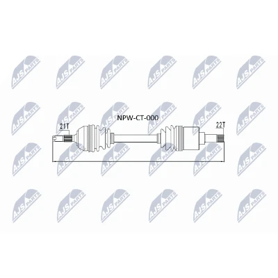 Imagen de NTY NPW CT 000 Árbol de transmisión Eje delantero, izquierda, delantero 622 CITROËN: Saxo Hatchback, AX, PEUGEOT: 106 I Hatchback