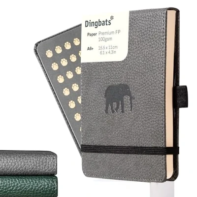 Imagen de Dingbats* Vida Silvestre Reporter Cuaderno A6 Punteado Libreta de Bolsillo Tapa Dura Cuero PU Cierre Elástico, Soporte para bolígrafos, Marcador