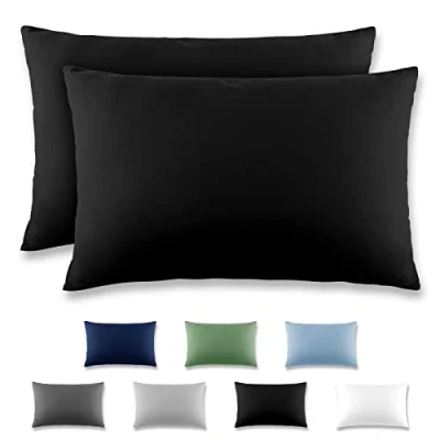 Imagen de REDKEY Funda Almohada Juego de 2 Fundas Almohadas 40x70 cm, con Solapa (sin Cremallera), Transpirable Suave Antiarrugas Microfibra Negro