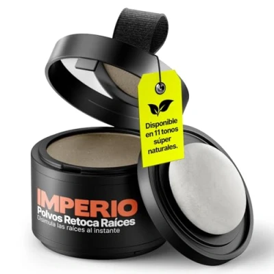 Imagen de Retocador de raíces en polvo IMPERIO Corrector capilar para densificar el cabello mujeres y hombres, maquillaje resistente al agua cubrir 4 g (castaño claro)