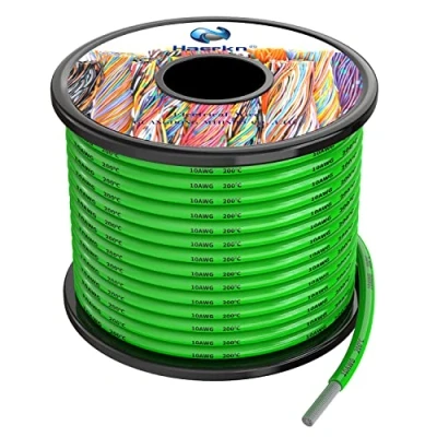 Imagen de 5.3mm² Cable Alambres eléctrico de silicona 10awg verde 8 metros cobre estañado trenzado sin oxígeno Resistencia a altas temperaturas
