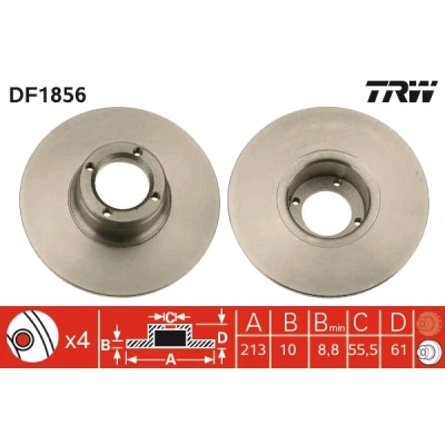 Imagen de TRW DF1856 Disco de freno 213 10 4 73 macizo barnizado ROVER: Mini Hatchback