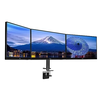 Imagen de iiyama DS1003C B1 Soporte de Mesa para triple Monitor hasta 27 pulgadas (Abrazadera mesa, máximo 10 kg por monitor), Negro