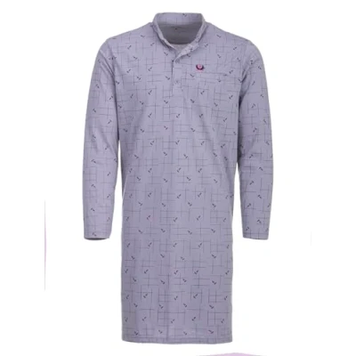 Imagen de Henry Terre Camisón de manga larga para hombre, diseño cuadrículas, bolsillo en el pecho, con botones, talla M 3XL, gris claro, XL