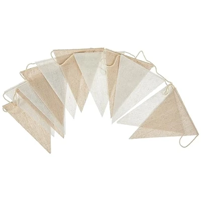 Imagen de Mopec A183 Pack de 2 guirnaldas 180cm con 12 banderines Cada una, Tela, Beige, 16x12x3 cm, Unidades