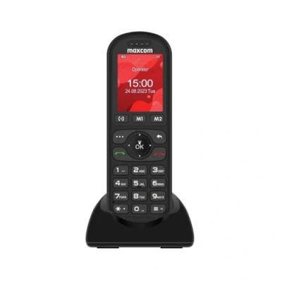 Imagen de Maxcom MM39D SE Teléfono móvil inalámbrico de escritorio para uso doméstico y oficina con tarjeta SIM, no requiere línea fija, cargador USB C, enchufe del Reino Unido, color negro