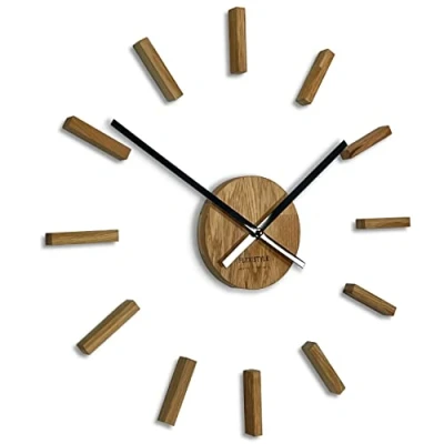Imagen de relojes de pared 3D DIY madera roble grande reloj 50 75 cm diseño moderno EKO decoración para oficina, salón, dormitorio, artículo decorativo,