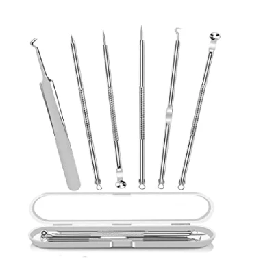 Imagen de 【6 piezas】Extractor de Puntos Negros Kit, Herramientas Para eliminar Acné Quita Espinillas Granos Comedones, Profesional Tratamiento