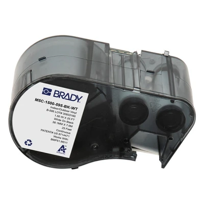Imagen de Brady M5C 1500 595 BK WT Cinta de vinilo blanco sobre negro 38,1 mm x 7,62 m (original)