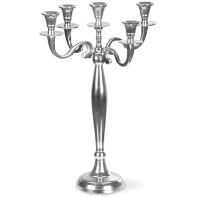Imagen de Gräfenstayn Candelabro 1, 3 o 5 Brazos Diferentes tamaños en Color Plata, Negro, Blanco Dorado (XL, Plata)