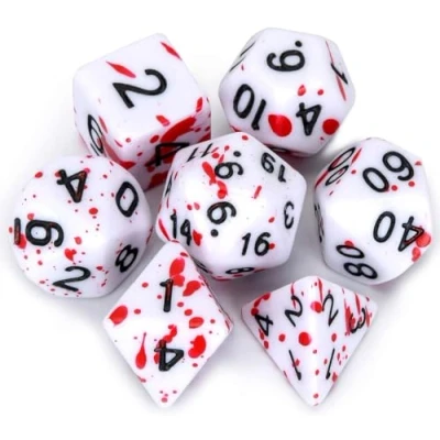Imagen de FLASHOWL Juego de Dados D&amp;D con Puntos Rojos Irregulares en Spray 7 poliédricos para Juegos rol D20 Dice Dungeons and Dragons (Rojo)