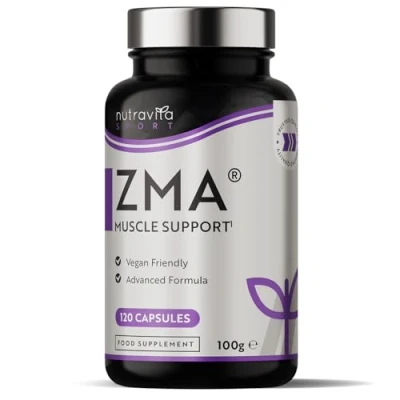 Imagen de ZMA de alta resistencia 120 cápsulas veganas Contribuye a los niveles testosterona, la función muscular normal y el metabolismo energético Zinc, magnesio vitamina B6 Nutravita